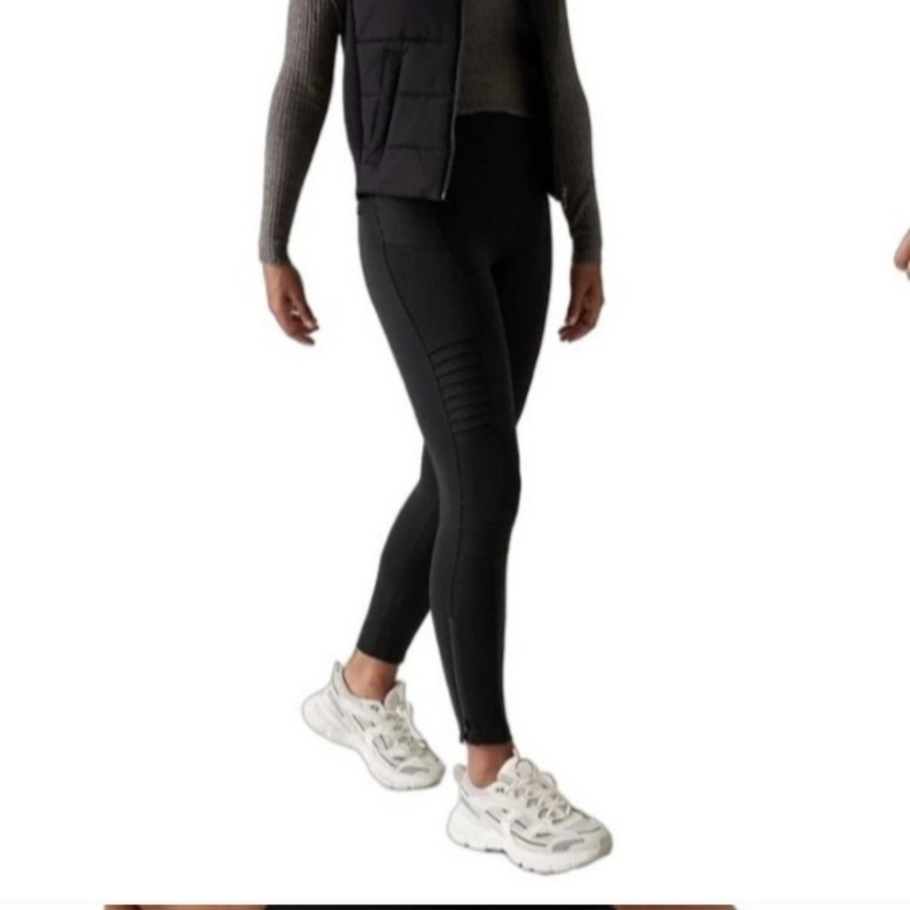 Athleta Black Delancey Moto Tight Leggings, size Small